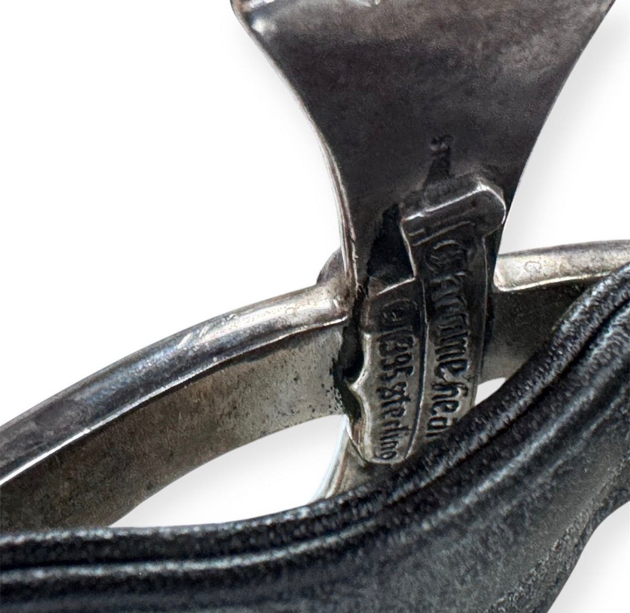 Chrome Hearts Large Bent Cross Gunslinger Adjustable Leather Bracelet