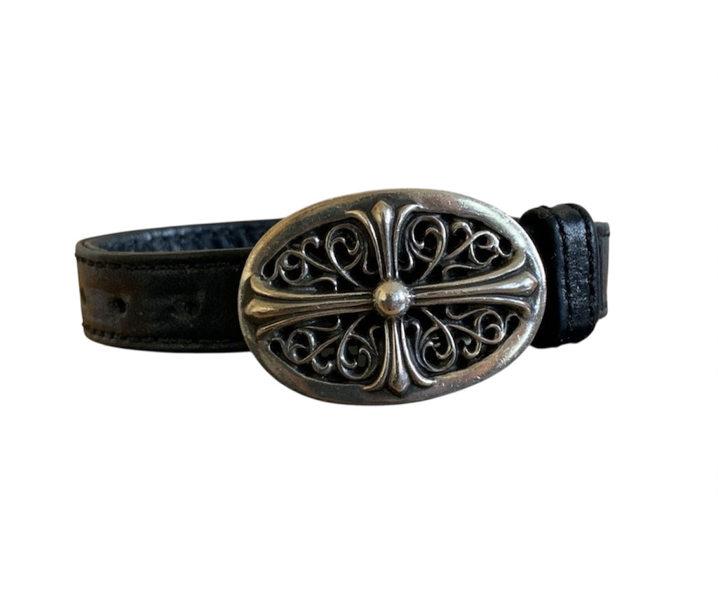 Chrome Hearts Oval Cross Leather Bracelet