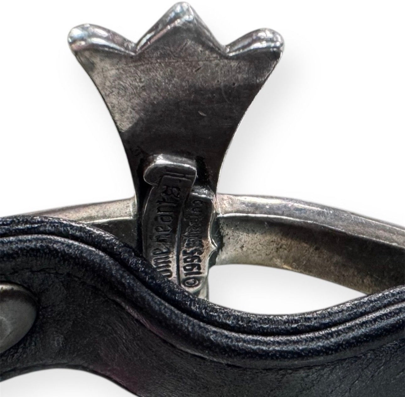 Chrome Hearts Large Bent Cross Gunslinger Adjustable Leather Bracelet