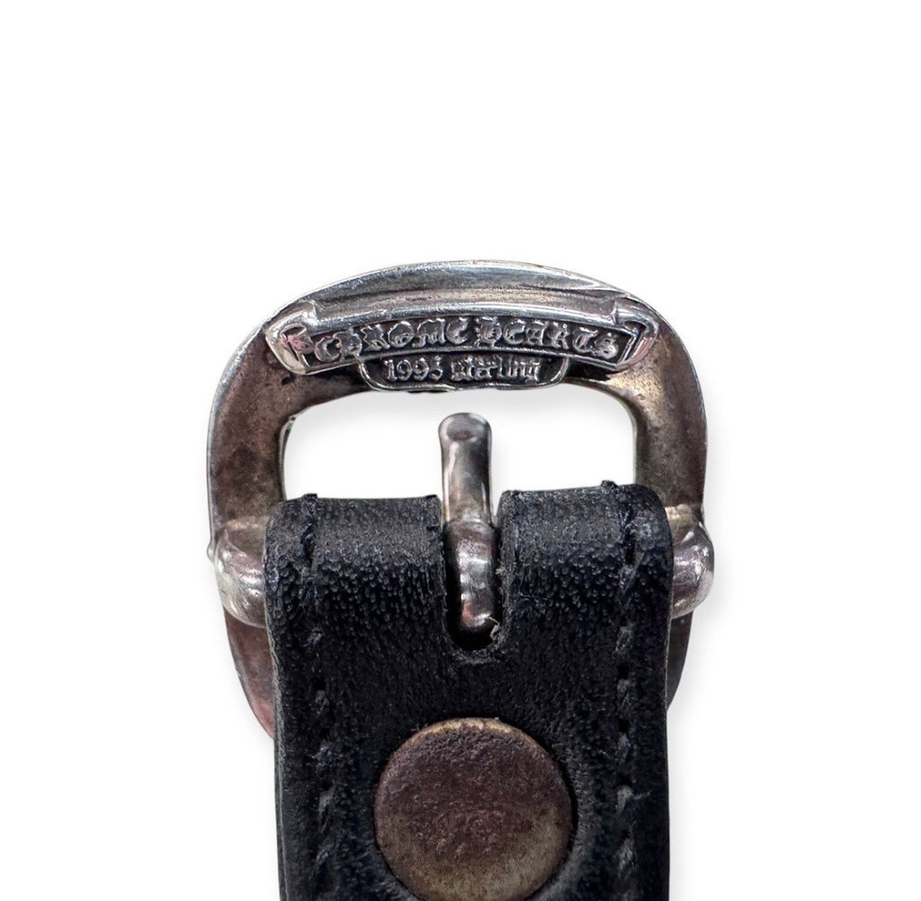 Chrome Hearts Large Bent Cross Gunslinger Adjustable Leather Bracelet